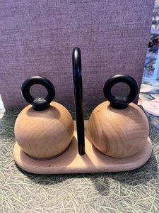 Nissen Denmark Bodum Salt and Pepper grinder set with stand postmodern 80s 90s - Picture 1 of 5