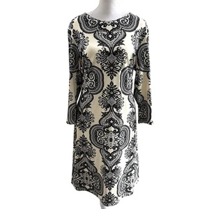 Vestido Vaina J. McLaughlin Sophia Blanco Negro Grande Cachemira Hasta la Rodilla - Imagen 1 de 8
