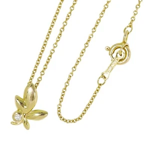 TIFFANY & Co. Paloma Picasso Olive Leaf 1P Diamond Necklace AU750 Yellow Gold - Picture 1 of 9