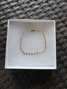 14K Yellow Gold Twisted Rope Ruby Stones 7 inch Bracelet ~ Vintage ~ VGUC - Picture 1 of 14