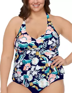 Raisins Curve Trendy Plus Trinidad Tankini Top Women's Swimsuit Size 16W 2384 - Picture 1 of 2