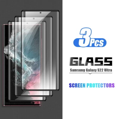 For Samsung S24 S23 S22 Ultra S21 S20 Tempered Glass Screen Protector Full Cover - Image 1 of 4