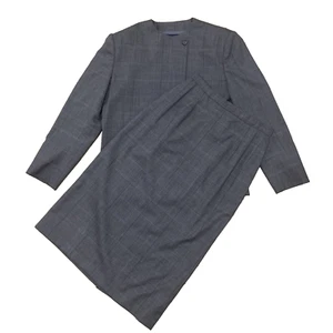 Ralph Lauren Damen Rock Anzug Wolle braun kariert Schulterpolster Schmuckausschnitt Vintage 10 - Bild 1 von 24