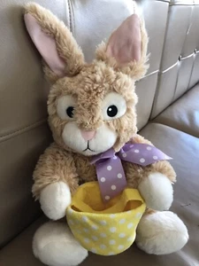 Avon Bunny Rabbit Ribbon Bow Holding Basket Soft Plush Toy 16” - Picture 1 of 4