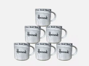 Harrods Coffee Mugs Set Of 6 Grey Marble Tea Birthday Gift - Picture 1 of 1
