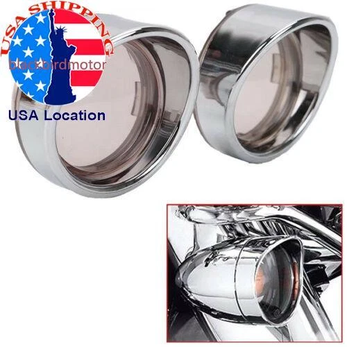 Turn Signal Light Smoke Lens Cover Bezels Visor Fit For Harley Davidson Softail - Image 1 of 4
