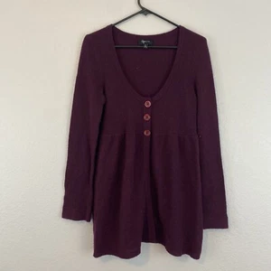 Aqua Kaschmir Langarm Babydoll 3 Knopf weinrot Pullover Gr. Medium - Bild 1 von 3