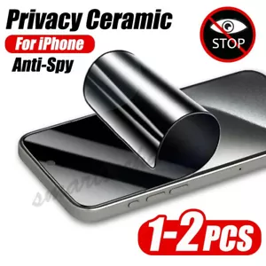 Privacy Matte Ceramic Screen Protector For iPhone 16 15 14 13 12 11 Pro X XS MAX - Picture 1 of 16
