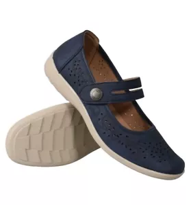 Ladies Mary Jane Sandals Flat Casual Comfort Pump Touch Fasten Summer Shoes Size - Picture 1 of 8