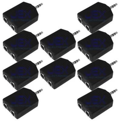 10X 2-way Audio Headphone Splitter Female 6.35mm 1/4" to Male 3.5mm Stereo Jack - Image 1 of 2