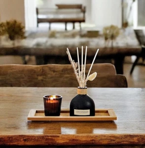 Decorative Fragrance Scented Black Reed Diffuser & Candle Set With Wooden Tray - Picture 1 of 4