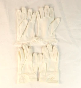 Lote 2 pr Vintage Niñas Niños Niños Blanco Guantes Bordados Encaje Corto - Imagen 1 de 7