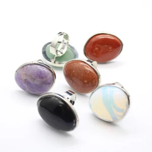 Natural Crystal Quartz Irregular Ring Open Adjustable Gemstone Chakra Reiki Gift - Picture 1 of 27