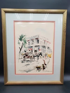 Original Watercolor John Haymson "Kingston Jamaica Streetscape" Signed 22x17" * - Picture 1 of 10