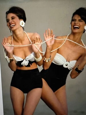 CHANEL VINTAGE 90º NUEVO TRAJE DE BAÑO NEGRO CAMELIA 24K Dorado CC PIN LAZO FR42-FR40 Foto 1 de 4