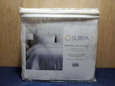 Edredón y fundas de lino Surya Dawson con acabado blanco completo/queen Foto 1 de 4