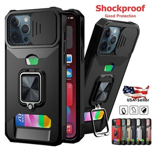 For iPhone 14 Pro Max 13 12 11 XS XR 78 Shockproof Card Holder Stand Wallet Case - Photo 1 sur 19