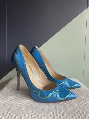 Zapatos de salón Nicholas Kirkwood azul gamuza y cuero 100 mm talla 37 Foto 1 de 4