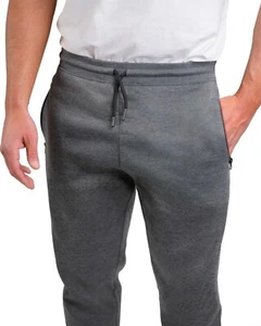 Men's Fleece Lined Slim Fit Casual Tech Jogger Sweatpants Zipper Pockets - Picture 1 of 2