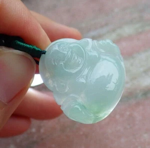 Certified Small Green Burma Natural A Jade jadeite pendant Buddha God 406677 - Picture 1 of 7
