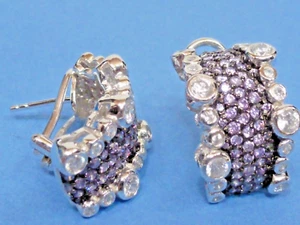 (B3) RPC Sterling Earrings from QVC - Marcasite 7 Crystal for pierced ears - Picture 1 of 6