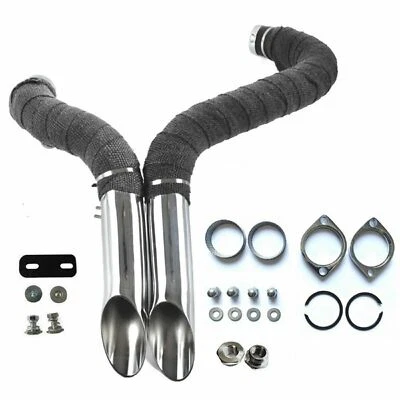 2" O.D LAF Exhaust Pipes w/ Flange Kits for Harley Sportster Chrome Wrapped - Image 1 of 4
