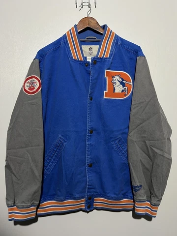 Vintage Denver Broncos AFL 50th Season Varsity Jacket Cotton Mens M NFL 796 Cover