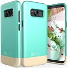 Galaxy S8 Dock-Friendly Two-Tone Slim Fit Case Vena iSlide, Teal/Champagne Gold 