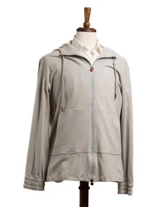 Kiton Napoli $1,950 Gray Pique 100% Cotton Full Zip Up Hoodie Jacket L (52 IT) - Picture 1 of 7