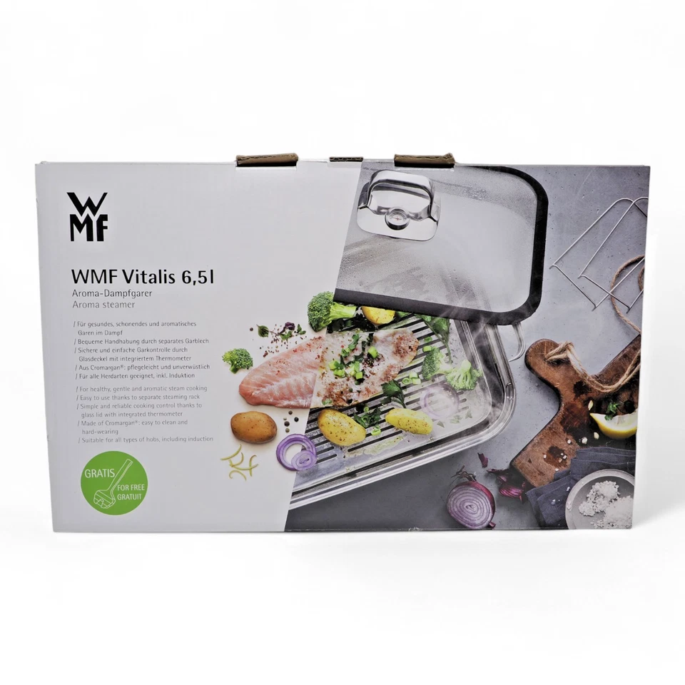 WMF Vitalis Dampfgarer mit Spargelzange, 41x27x10cm - Edelstahl (3201007278)