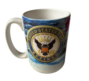 United States Navy Emblem “Retired” 14 Oz Coffee Mug Military Cuppa Stoneware - Picture 1 of 6