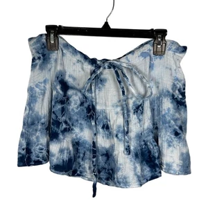 9 Seed 100% Cotton Blue & White Tie-Dye Mini Skirt Women's Medium - Picture 1 of 4