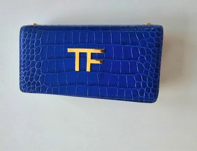 Tom Ford Mini Bolso Placa Logo Cocodrilo Azul Foto 1 de 4