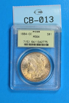 1884-CC $1 MORGAN SILVER DOLLAR PCGS MS64 OGH TYPE COIN CB-013 - Image 1 of 2