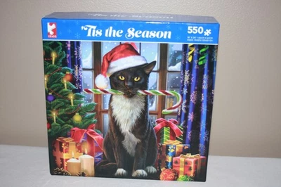 Ceaco Tis the Season Black Cat Christmas 550 Piece Puzzle New - Image 1 of 4