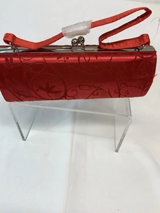 New Red womens handbag, Snap Closure, Dressy, Clutch,8” Long - Picture 1 of 6