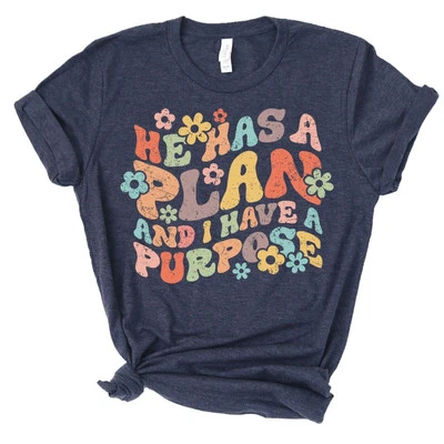 Camiseta manga corta He Has A Plan Jesús Cristiano Mujer Orar Fe Camiseta Foto 1 de 4