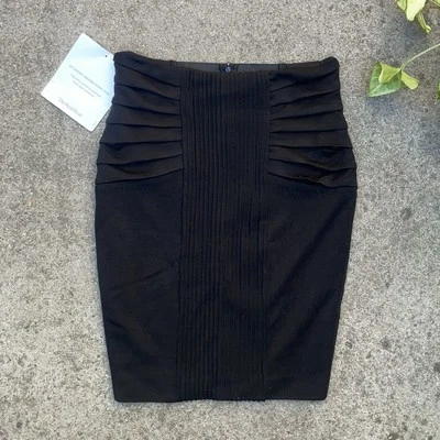 Falda ceñida al cuerpo de lana de seda negra de diseñador Catherine Malandrino vintage años 90 talla 6 Foto 1 de 4