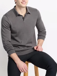 NUEVO CON ETIQUETAS POLO RHONE BRÚJULA TEJIDO MANGA LARGA TALLA GRANDE $108 GRIS - Imagen 1 de 4
