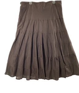 Mountain Lake Maxi Skirt Womens Large Dark Brown Prairie Western Tiered Long NWT - Picture 1 of 9