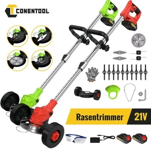 Cordless Strimmer Grass Cutter Garden Lawn Edger +2 Rechargeable Battery Wheels - Picture 1 of 8