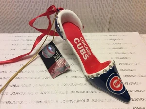 CHICAGO CUBS SHOE ORNAMENT New w/Tag Ceramic HIGH HEEL SHOE CERAMIC  **GO CUBS** - Picture 1 of 4