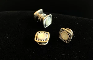 1920’s art deco mother of pearl, blue and white stripe. mens cuff “snap-links” - Picture 1 of 5