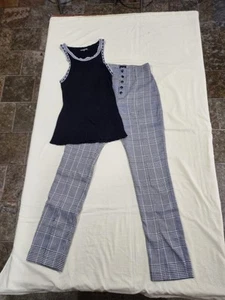 Womens Girls Bardot Pants Sz 8 Dangerfield Singlet Sz 14 Black White Lace - Picture 1 of 7