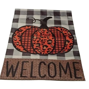 Welcome Pumpkin Halloween Garden Flag 12 x 18 Inch Double Sided - Picture 1 of 1
