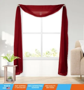 Lightweight Sheer Voile Window Scarf Valance - 216 Inch Long - 1 Panel Long Shee - Picture 1 of 8