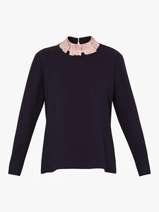 Ted Baker WILMMA Ruffle Collar Drop Hem Top Size 1 Uk 8 - Brand New With Tags - Picture 1 of 6