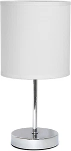 LT2007-WHT White Electric Simple Designs Mini Basic Table Lamp with Fabric Shade - Picture 1 of 10