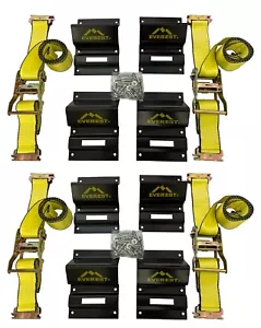 4 pk E-Track Tie-Down Kit w/ Ratchet Straps Wheel Chocks Tie Down Kit 3000 lbs - Picture 1 of 7