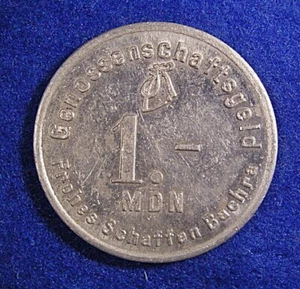 03 381 DDR Genossenschaftsgeld 1,- MDN (LPG) Frohes Schaffen Bachra (bei Erfurt) - Bild 1 von 2